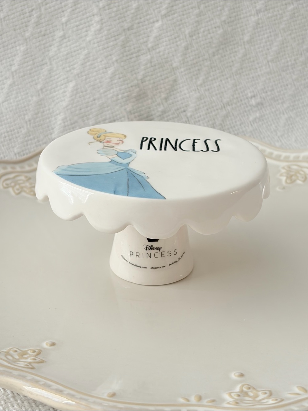 Rae Dunn × Disney Princess Cinderella "PRINCESS" Mini Ceramic Cupcake Stand